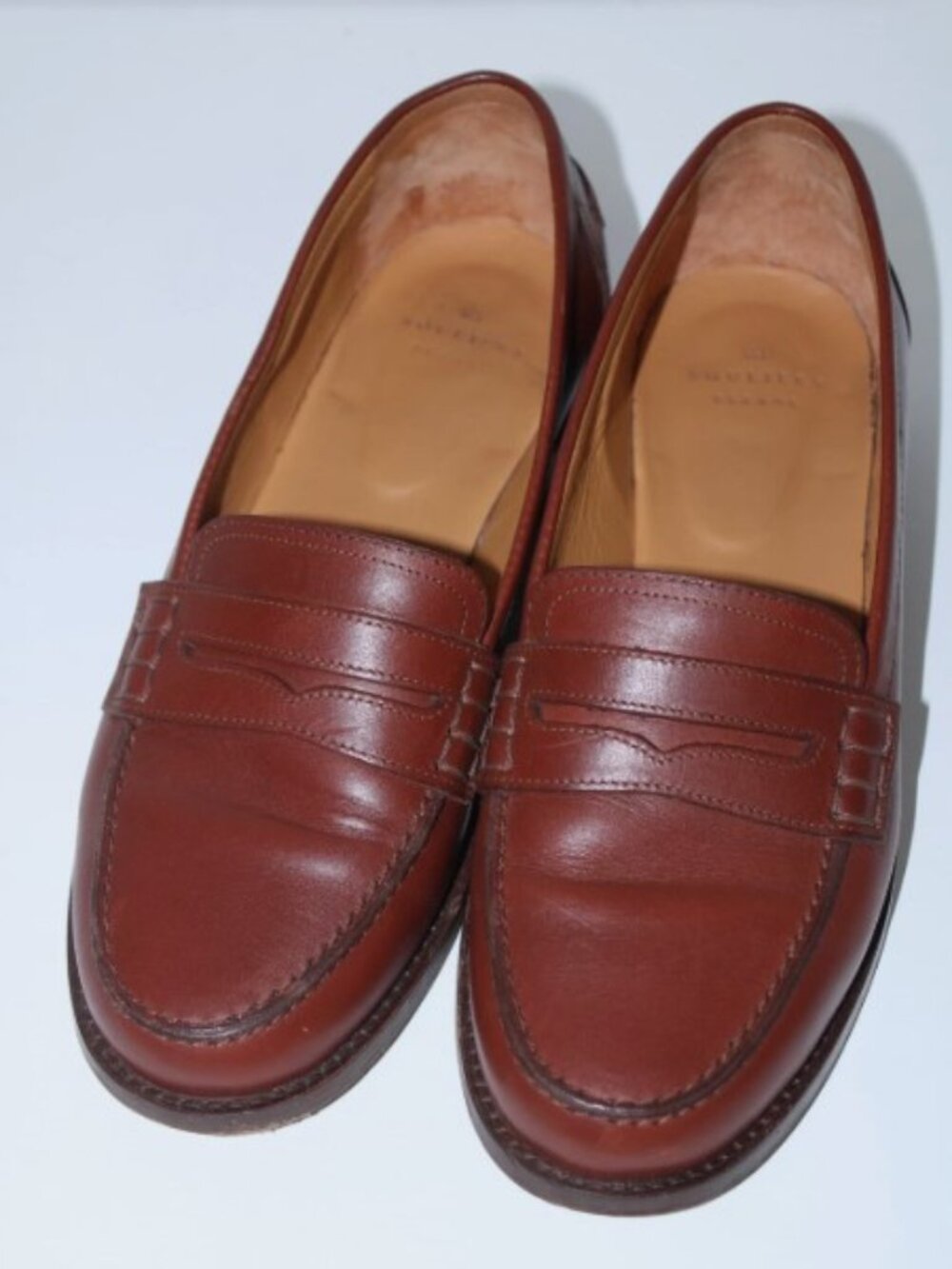 Sezane Women's Size 38/US 7 Brown Andrea Natural Heritage Leather Penny Loafers - Picture 2 of 11